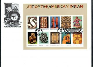 X U.  S.  Stamps Fdc Artcraft Sheet Scott 3873 Art Of The American Indian Santa Fe