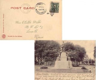 Massachusetts West Lynn Sta.  Lynn 1906 Numeral Duplex 1903 - 1913 Ppc (soldiers