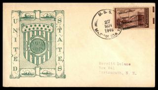 Mayfairstamps Naval 1946 Uss Macon Ca 132 November 27th Green Cachet Cover Wwb19