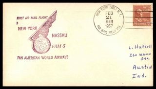 Mayfairstamps 1957 Us Flight York Pan American World Airways To Nassau Prexi