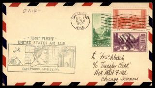Mayfairstamps 1934 Us Flight Mississippi Greenwood To Chicago Cover Wwb_35207