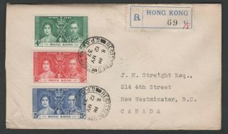 Hong Kong Registered Cover Postmarked May 12,  1937 To Westminster Bc