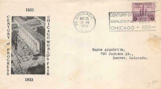 729 3c Century Of Progress,  First Day Cover Cachet [d487522]