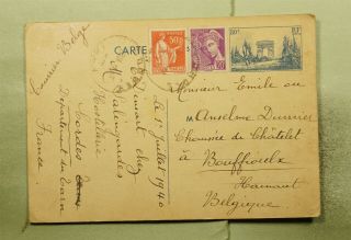 Dr Who 1940 France Uprated Postal Card To Belgium E51786