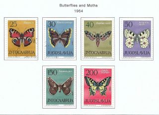 Yugoslavia,  1964,  Butterflies And Moths,  Sg 1110 - 1115.