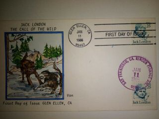 Van Natta Jack London Sgl Call Of The Wild Hand Painted Hp First Day Cover Fdc