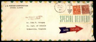 Illinois Ottawa Porter Corporation July 15 1941 Special Delivery Air Mail Ad Cov