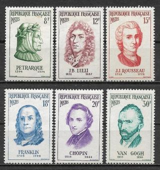 France 1956.  Complete Series 6 Stamps.  " Famous People " (6539)