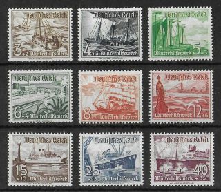 Germany Reich 1938 Nh Complete Set Of 9 Michel 651 - 659 Cv €100