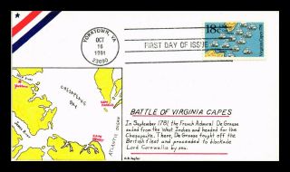 Dr Jim Stamps Us Battle Of Virginia Capes Hand Drawn Fdc Cover Yorktown