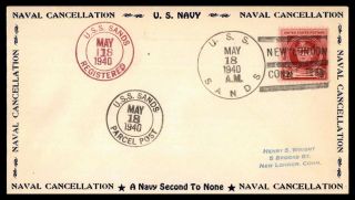 Connecticut London Uss Sands May 18 1940 Registered Parcel Post Cover