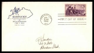 Mayfairstamps Us Fdc 1942 Kentucky Statehood Farnam First Day Cover Wwb10