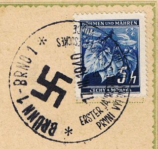 German 3rd Reich Occupied Bohemia And Moravia Stamped Card,  Brunn 1942