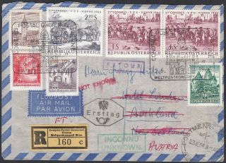 Austria - Registered Airmail Cover Sent To Zealand,  Returned Unknown,  1964