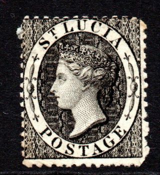 St Lucia 1 Penny Stamp C1864 - 76 No Gum (2)