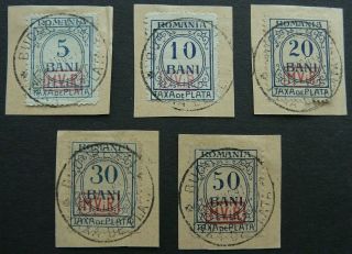 German Occupation Of Rumania,  1918 Postage Due Set Of 5,  V.  F.  On Pieces