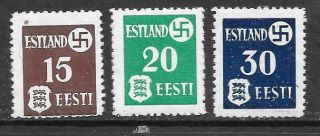 Estonia (german Occ) - 1941.  Tartu Issue - Set Of 3 (thick Paper),  Mnh.  Cat £43