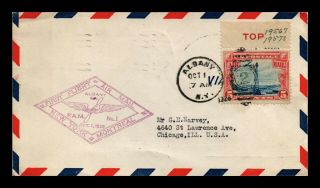Dr Jim Stamps Us Albany York First Flight Air Mail Cover Chicago 1928