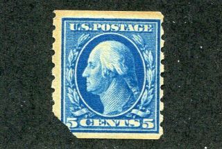 1913 U.  S.  Scott 396 Five Cent Washington Coil Stamp Never Hinged