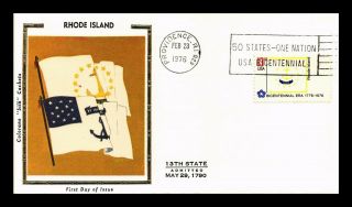 Dr Jim Stamps Us Rhode Island Bicentennial State Flags Colorano Silk Fdc Cover