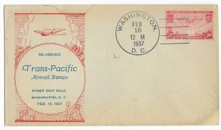 1937 Air Mail Fdc,  C22,  50c China Clipper,  T.  Fox Cachet
