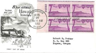 1952 C46 80 Cent Diamond Head Airmail Plate Block First Day Cover