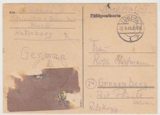 Germ.  1945 (31.  8) Reused/denazification Pc LÜbeck Civil Internment P.  O.  W.  Ratzeburg