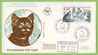French Antarctic 8f Cat Research On First Day Cover