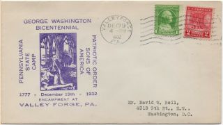 George Washington Bicentennial Valley Forge Encampment 1932 Cover Rare
