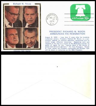 Us Cover 1974 Washington,  Dc (c9) Richard Nixon Announces Resignation,  Colorano