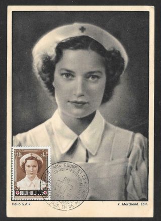 Belgium - 1953 Maximum Card - Red Cross - Princess Josephine Charlotte - Gistel
