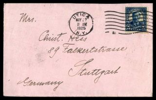 Mayfairstamps Us 1925 Utica To Stuttgart Germany Arrival Cover Wwb18615
