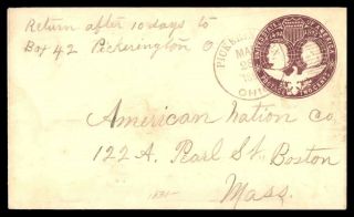 Mayfairstamps Us 1894 Pickerington To Boston Ma Arrival Cover Wwb18531