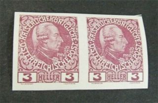 Nystamps Austria Stamp 112 Og Nh Imperf Pairs