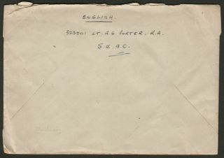 Indian Army FPO No 82 Dec 1945 Unstamped Cover Moulmein,  Burma to UK 2