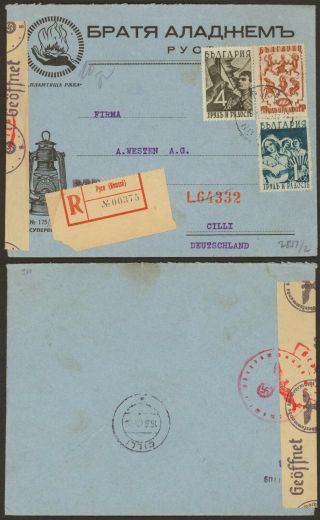 Bulgaria Wwii 1942 - Registered Cover To Cilli Germany - Censor 31394/2