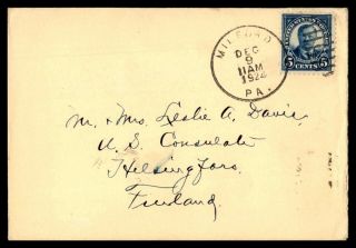 Mayfairstamps 1924 Us Milford Pa To Finland Dec 9 1924 Single Frank Cover Wwb377
