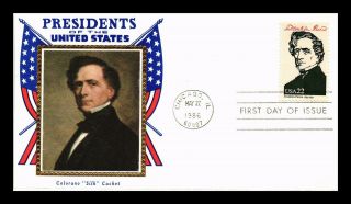 Dr Jim Stamps Us President Franklin Pierce Colorano Silk Fdc Cover Chicago