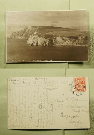 Dr Who 1926 Gb Freshwater Station Isle Of Wight Highdown Cliffs Pc Rppc E69996