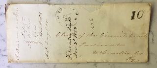 Antique Stampless Folded Letter Cover Envelope 1853 Kentucky Circuit Court Clerk