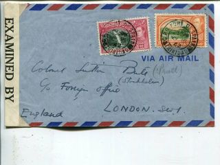 Trinidad & Tobago Censor Air Mail Cover To England 1942