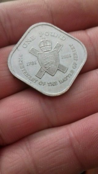 Jersey £1 Battle Of Jersey Square Coin 1981 One Bicentennial Islands Battle Of