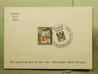 Dr Who 1940 Germany General Government Red Cross Semi Post Ovpt Postcard E68959