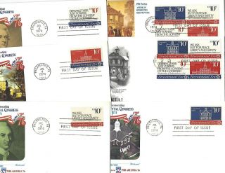 Twelve Different 1974 Cached First Day Covers - Continental Congress