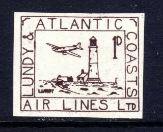 Gb Local Issues: Lundy 1939 1d Imperf Proof Brown On White Paper