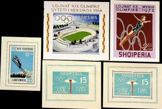 Albania Winter Olympics Torch Aerobics Ice Skating Set Of 5 Sheets Perf,  Imperf