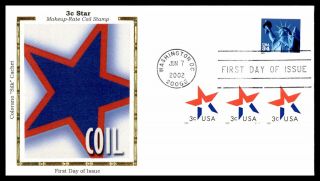 Mayfairstamps Us Fdc 2002 3c Star Colorano Silk Statue Of Liberty First Day Cove
