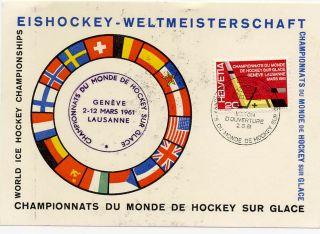 Switzerland 1961 World Ice Hockey Championship Event Cover Card Geneva 404