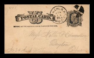 Dr Jim Stamps Us York Chicago Rpo Postal Card Inverted Cross Cancel