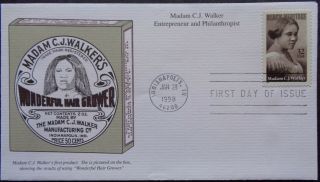 Us Fdc 1998 Indianapolis,  In (a3) Madam C.  J.  Walker - Wonderful Hair Grower